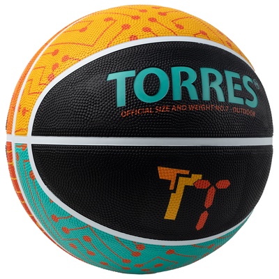 Мяч баскетбольный TORRES TT B02127, р. 7, резина, нейлон. корд, бутиловая камера