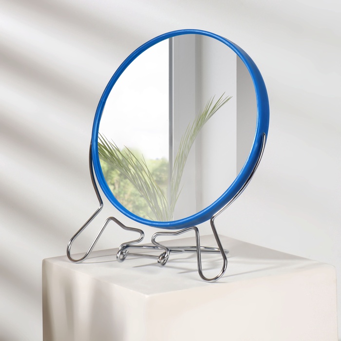 Зеркало настольное - подвесное, двустороннее, с увеличением, d зеркальной поверхности 14 см, цвет МИКС - Фото 1