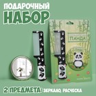 Набор «Панда», 2 предмета: зеркало, расчёска, цвет зелёный 5276378 - фото 9153090