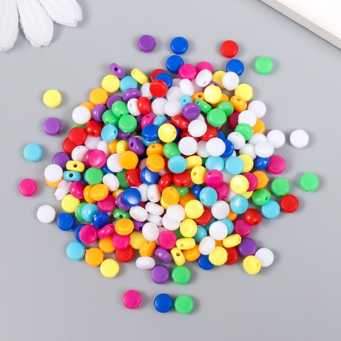 Бусины для творчества пластик "Цветные кругляшки" набор 20 гр 0,3х0,5х0,5 см - Фото 1