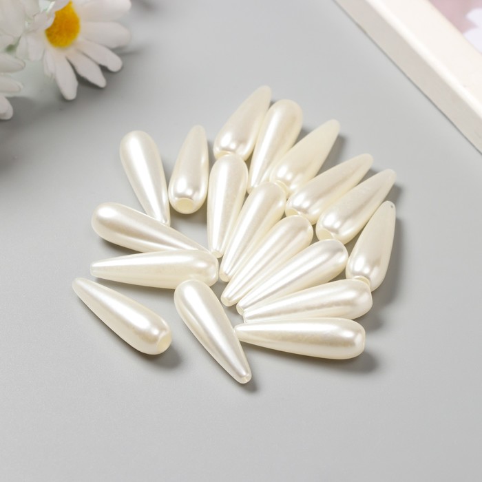 Бусины для творчества пластик Жемчуг вытянутая капля набор 20 гр 3х1х1 см