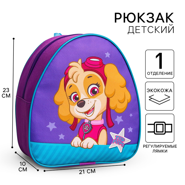 Рюкзак детский для девочки, 23х21х10 см, Щенячий патруль - Фото 1