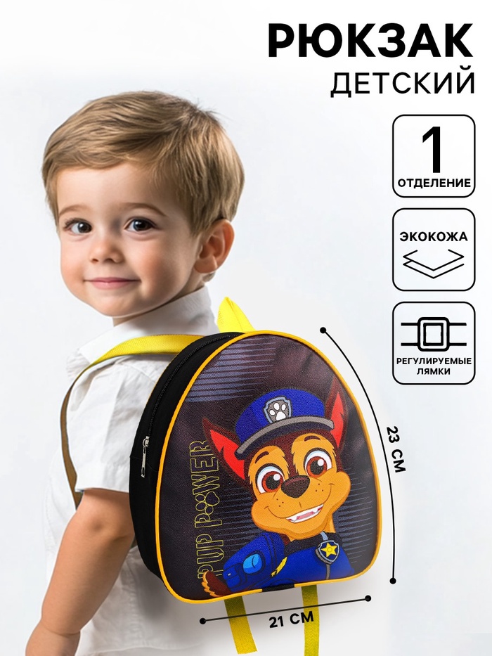 Рюкзак детский для мальчика, 23×21×10 см, Щенячий патруль - Фото 1