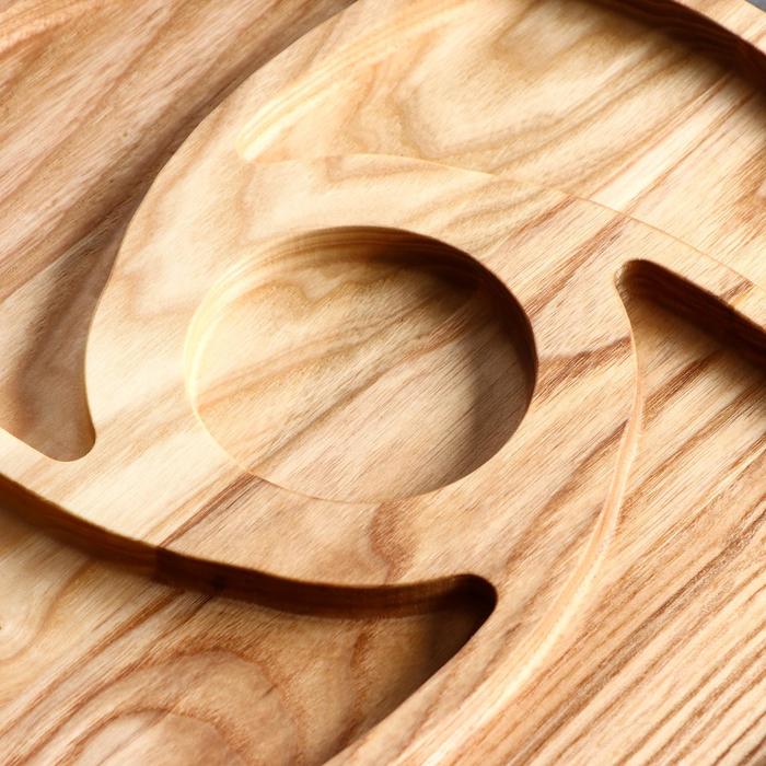 Менажница деревянная "Круглая", с разделочной доской, d=30 см, массив ясеня - фото 1904271384