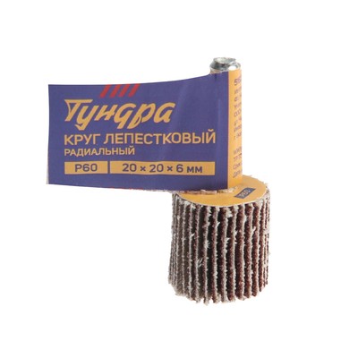 Круг лепестковый радиальный ТУНДРА, 20×20×6 мм, Р60