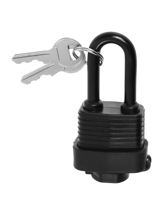 Замок навесной LOCKLAND, 30 мм, влагозащищенный, длинная дужка, 2 ключа, цвет черный - Фото 1