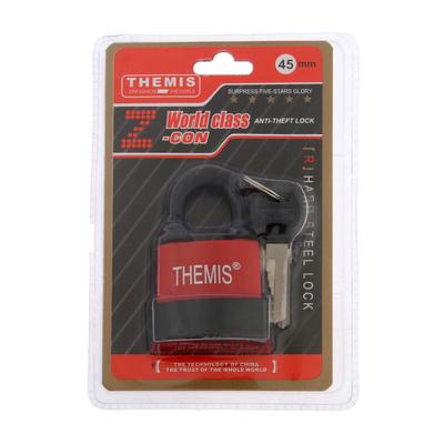 Замок навесной, 45 мм, медный цилиндр, влагозащищенный, короткая дужка, 3 ключа МИКС