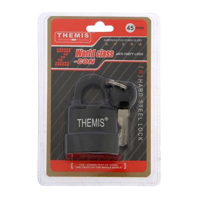 Замок навесной, 45 мм, медный цилиндр, влагозащищенный, короткая дужка, 3 ключа МИКС