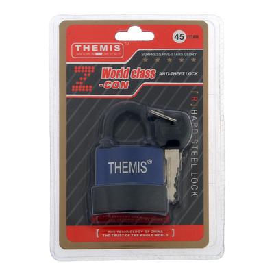 Замок навесной, 45 мм, медный цилиндр, влагозащищенный, короткая дужка, 3 ключа МИКС