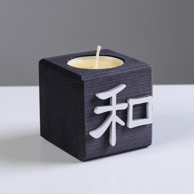 Ароматическая свеча в подсвечнике «Куб, Иероглифы. Гармония», манго