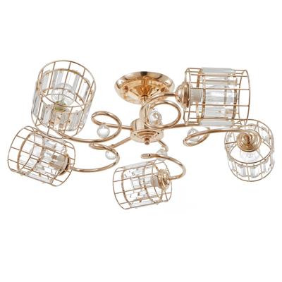 Люстра 1551/5 5х40Вт Е27 золото с хрустальнымии подвесками 54х54х26 см МОДЕЛЬ:GMN-0066,