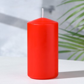 Свеча - цилиндр, 5х10 см, красная лакированная