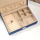 Шкатулка кожзам для украшений "Гладкость" глубокий синий 6,5х27х18,5 см - Фото 3