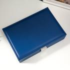 Шкатулка кожзам для украшений "Гладкость" глубокий синий 6,5х27х18,5 см - Фото 4