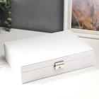 Шкатулка кожзам для украшений "Гладкость" белоснежная 6,5х27х18,5 см - Фото 1