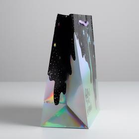 Пакет подарочный голографический, упаковка, Follow your dreams, 23×27×11.5 см
