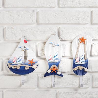 Вешалка настенная «Морской стиль», крючок декоративный, 1 крючок, 24×8 см, МИКС