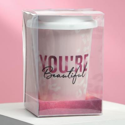 Термостакан керамический с силиконовой крышкой You're beautiful, 300 мл