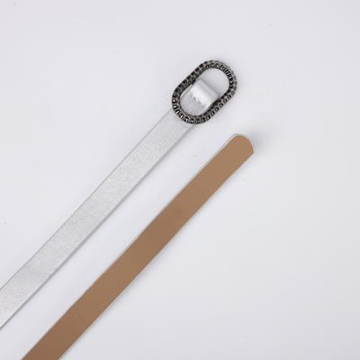 Ремень женский, ширина 1 см, пряжка тёмный металл, цвет белый