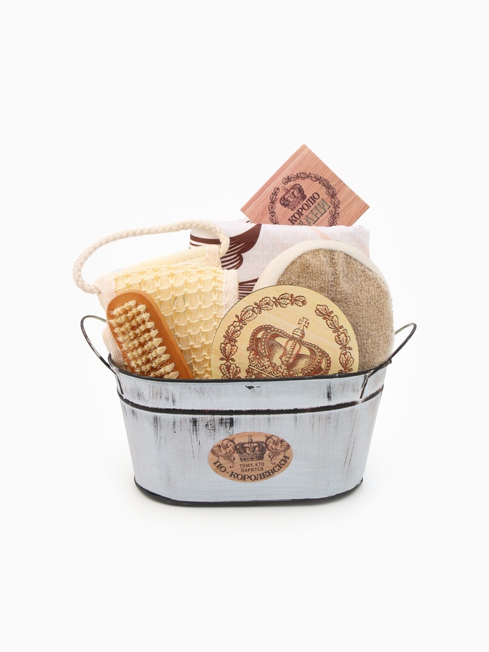 Набор подарочный «Этель. Король бани», 5 предметов, полотенце, мочалка, щёточка - Фото 1