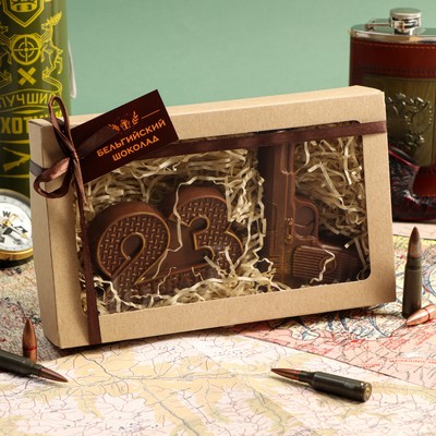 Бельгийский шоколад, 2 в 1 «23 февраля №2 + Пистолет», 160 г