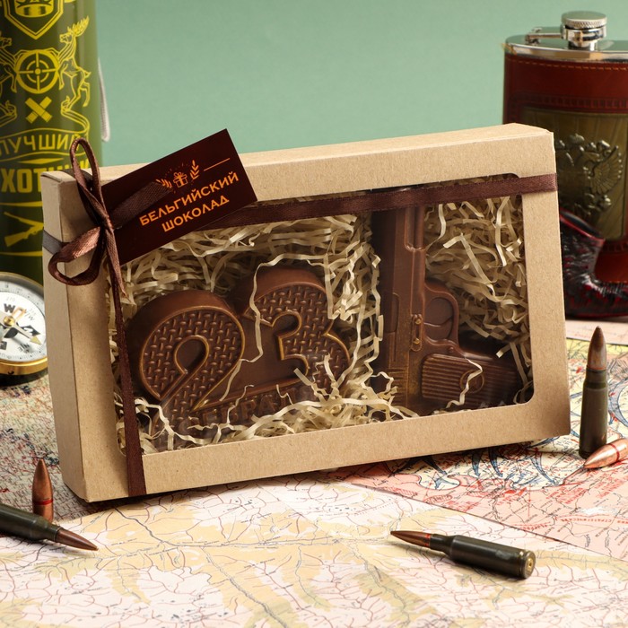 Бельгийский шоколад, 2 в 1 «23 февраля №2 + Пистолет», 160 г - Фото 1