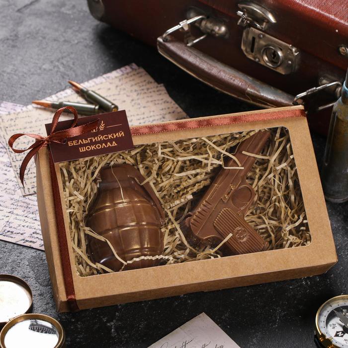 Бельгийский шоколад, 2 в 1 «Пистолет + Граната», 160 г - Фото 1