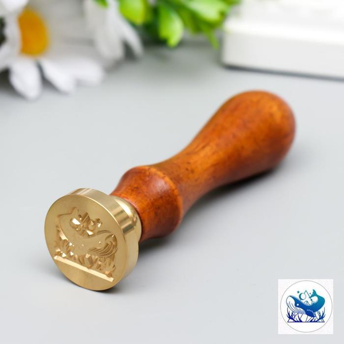 Печать для сургуча с деревянной ручкой «Кит и геометрия» 9×3×3 см