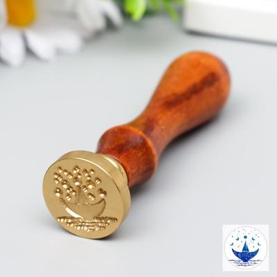 Печать для сургуча с деревянной ручкой «Парусник на хвосте у кита» 9×3×3 см