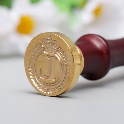 Печать для сургуча с деревянной ручкой «Корона с буквой L», 9×2.5×2.5 см