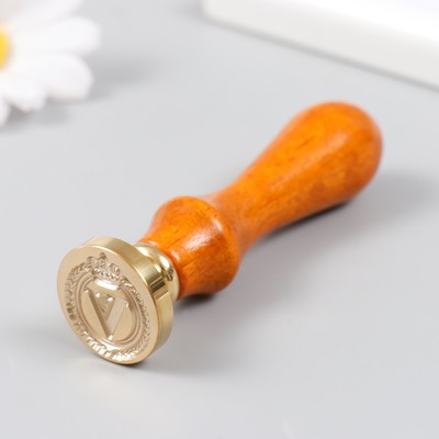 Печать для сургуча с деревянной ручкой «Корона с буквой V», 9×2.5×2.5 см
