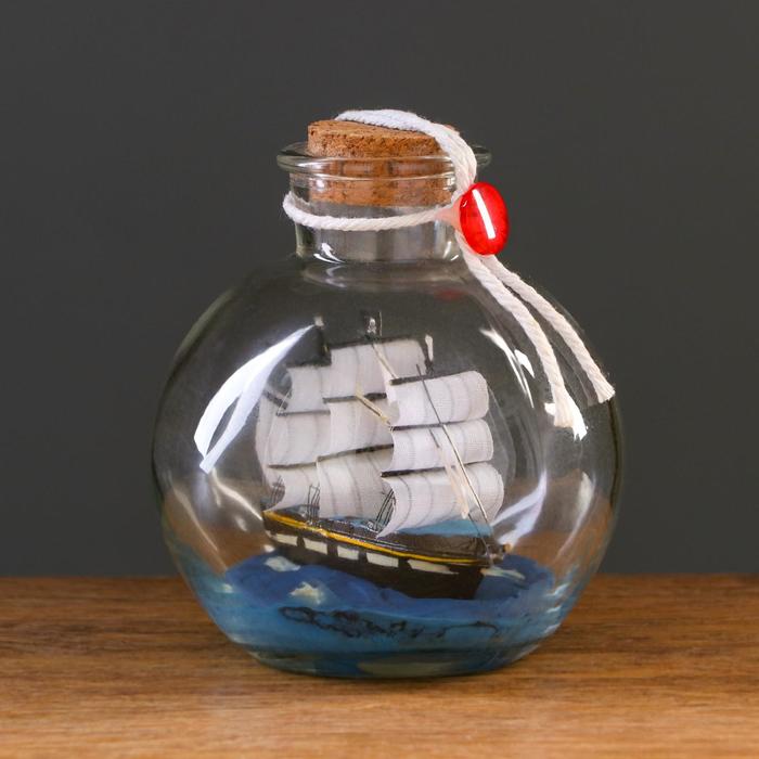 Корабль сувенирный "Be happy", в бутылке, вертикальн. 10*12см - Фото 1