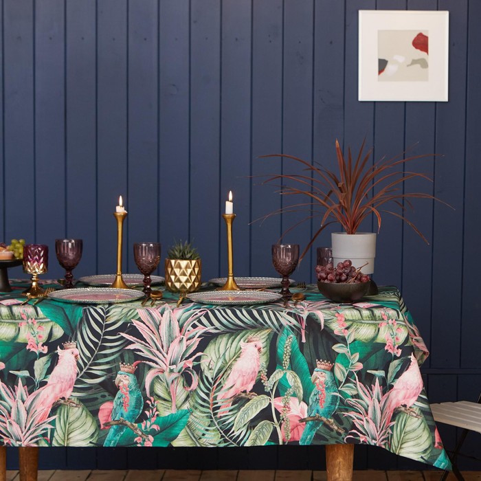 Скатерть «Этель» Tropical parrots 149×110 см, 100% хлопок, саржа 190 г/м²