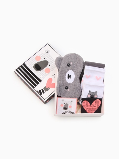 Набор подарочный KAFTAN «Ты супер», маска для сна, носки 3 пары, открытки 2 шт.