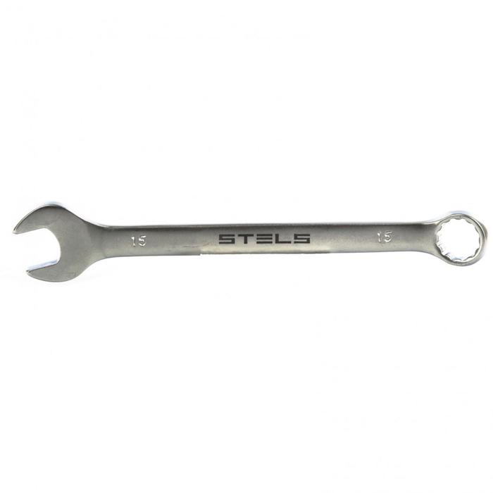Ключ комбинированный Stels 15212, 15 мм, матовый хром - Фото 1