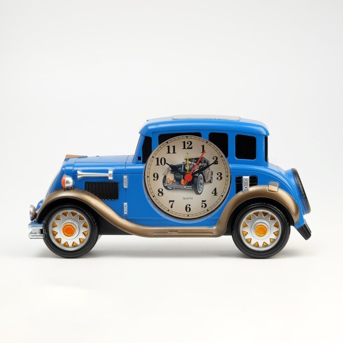 Будильник "Автомобиль", дискретный ход, 12 х 24.5 см, d-7.5 см, синие