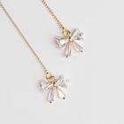 Серьги висячие «Бантик на цепочке» нить, цвет белый в золоте - фото 24496384