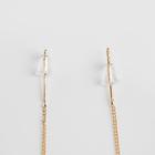 Серьги висячие «Бантик на цепочке» нить, цвет белый в золоте - фото 24496385