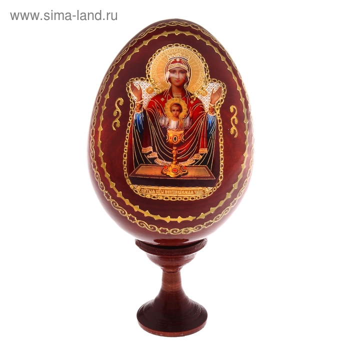 Сувенир Яйцо на подставке икона "Божья Матерь Неупиваемая чаша" - Фото 1