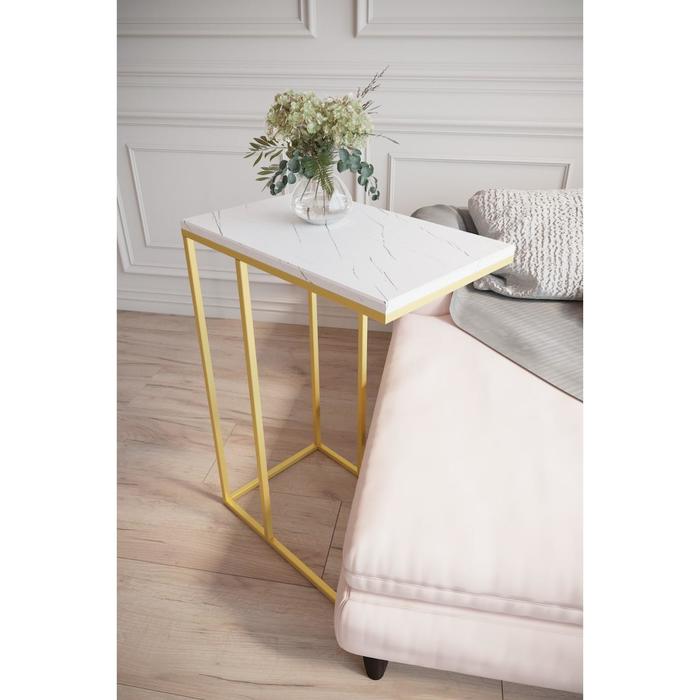 Стол приставной «Агами Голд», 500 × 310 × 705 мм, цвет белый мрамор - Фото 1