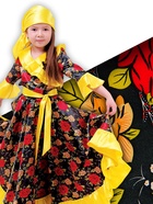 Ткань атлас красные цветы на черном, ширина 150 см (комплект 147 шт) - фото 33816118