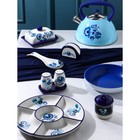 Сахарница-солонка Доляна «Свиристель», 150 мл, d=7 см, доломит, синяя - Фото 7