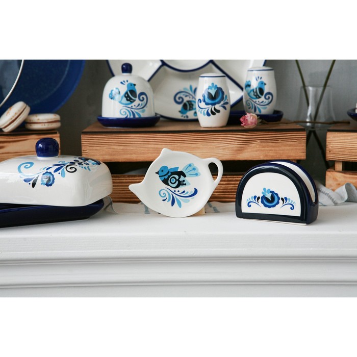Подставка под чайный пакетик Доляна «Свиристель», 12×8,4 см, цвет белый - фото 1905735022