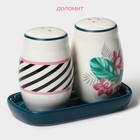 Набор для специй Доляна «Тропики», солонка, перечница, 130 мл, на подставке, доломит, разноцветный - Фото 2