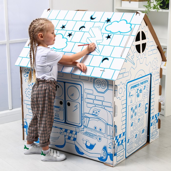 Дом-раскраска «Тачки», набор для творчества, дом из картона, Дисней - Фото 1