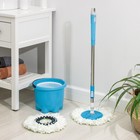 Швабра с отжимом и ведро с пластиковой центрифугой мини: ведро 7.2 л, швабра 113 см, запасная насадка из микрофибры, цвет МИКС - Фото 5