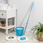 Швабра с отжимом и ведро с пластиковой центрифугой мини: ведро 7.2 л, швабра 113 см, запасная насадка из микрофибры, цвет МИКС - Фото 6