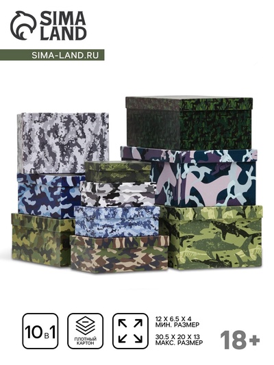 Набор коробок 10 в 1 «Милитари 2», 30.5×20×13 - 12×6.5×4 см, 18+
