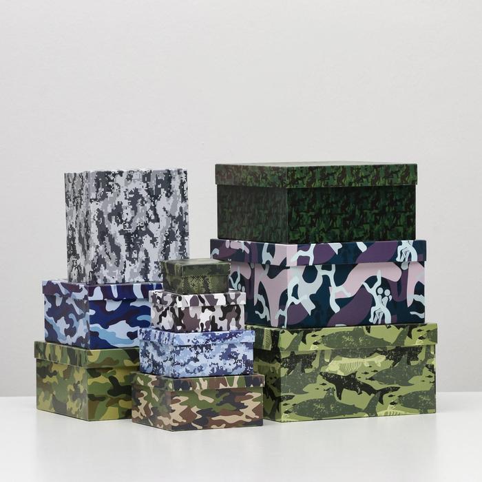 Набор коробок 10 в 1 «Милитари 2», 25.5×25.5×13 - 7×7×4 см - Фото 1