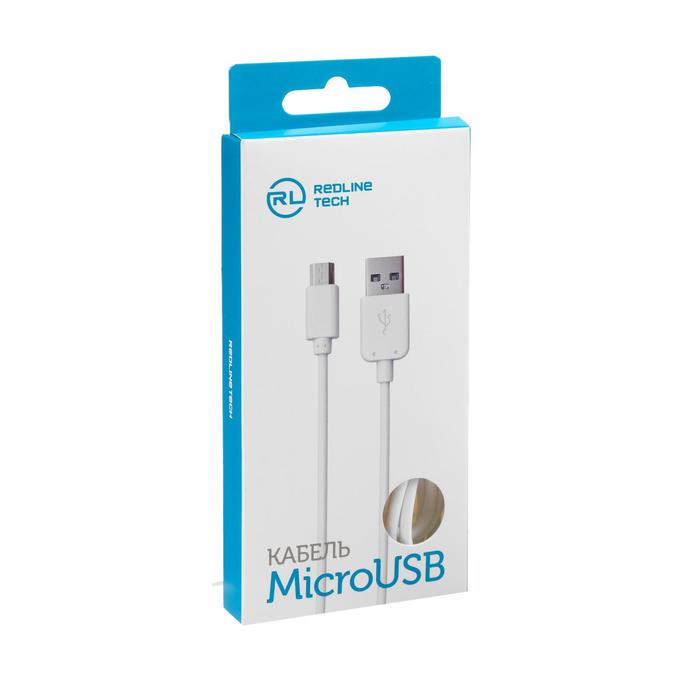 Кабель Red Line, Micro USB - USB, 1 А, 1 м, белый - фото 51452098